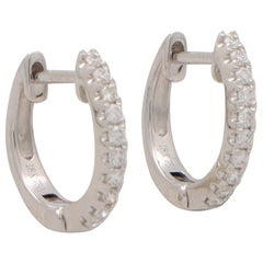 Contemporary 0.20ct Diamond Hoop Earrings Set in 18k White Gold