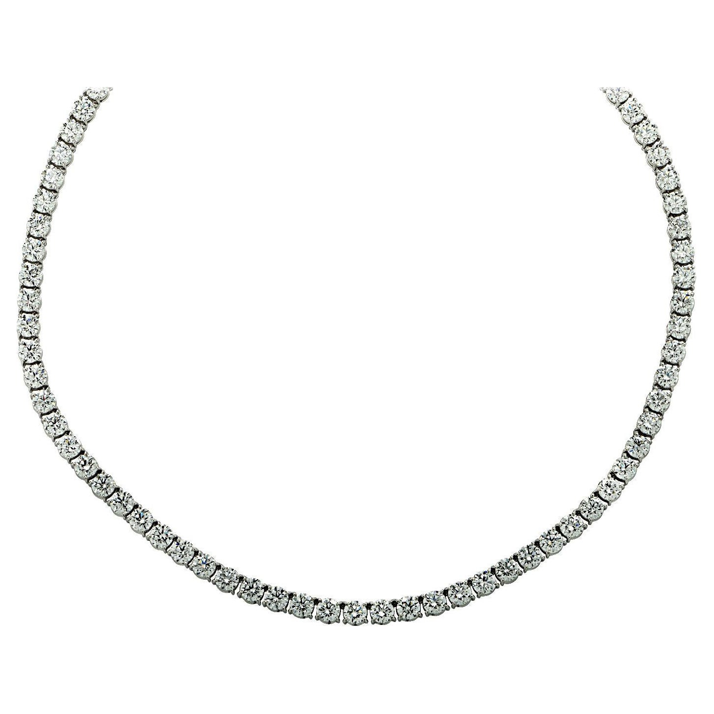 Vivid Diamonds GIA Certified 32 Carat Straight Line Diamond Necklace