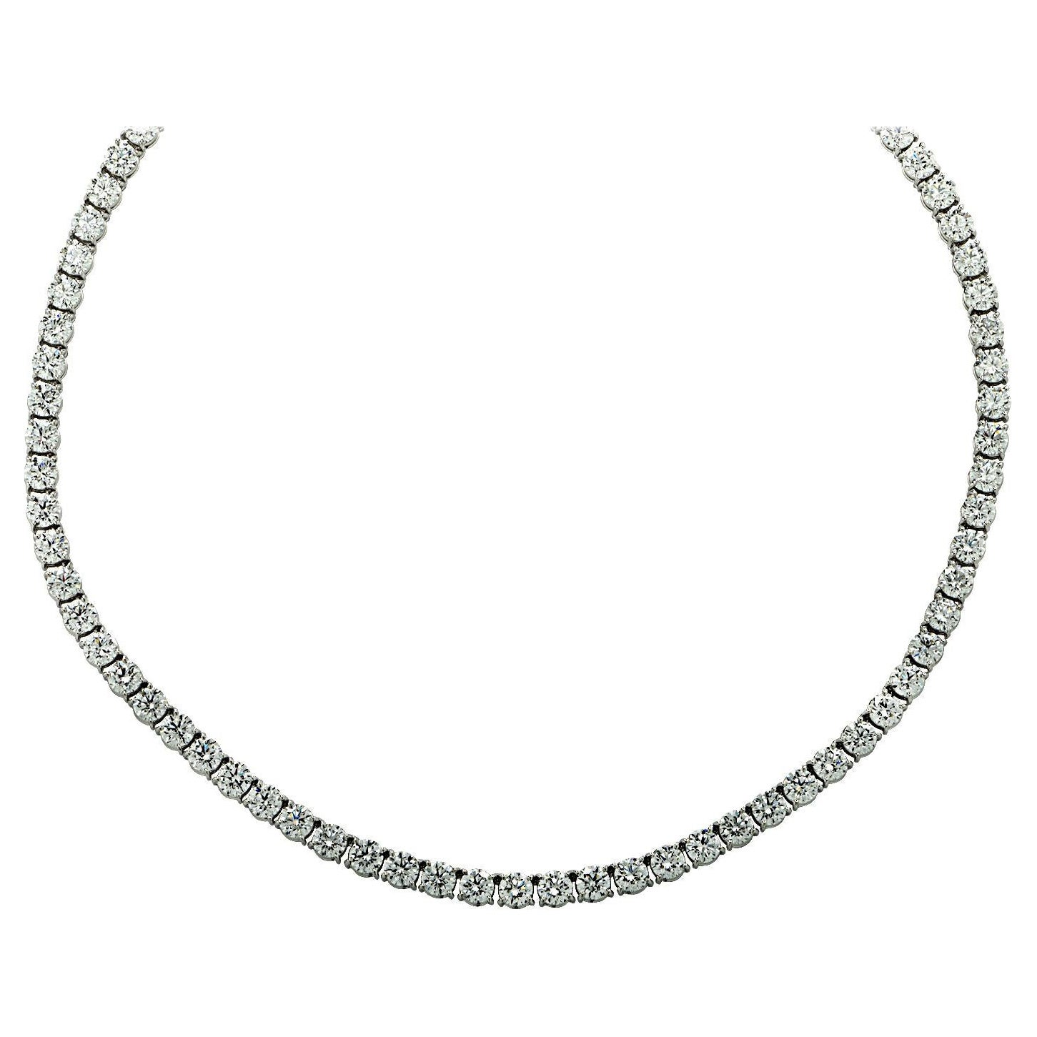 Vivid Diamonds GIA Certified 32 Carat Straight Line Diamond Necklace  For Sale