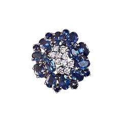 Gianni Lazzaro Blue Sapphire Diamond White 18K Gold Ring for Her