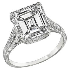 Edwardian Antique Asscher Cut GIA Certified 4.21ct Diamond Engagement Ring
