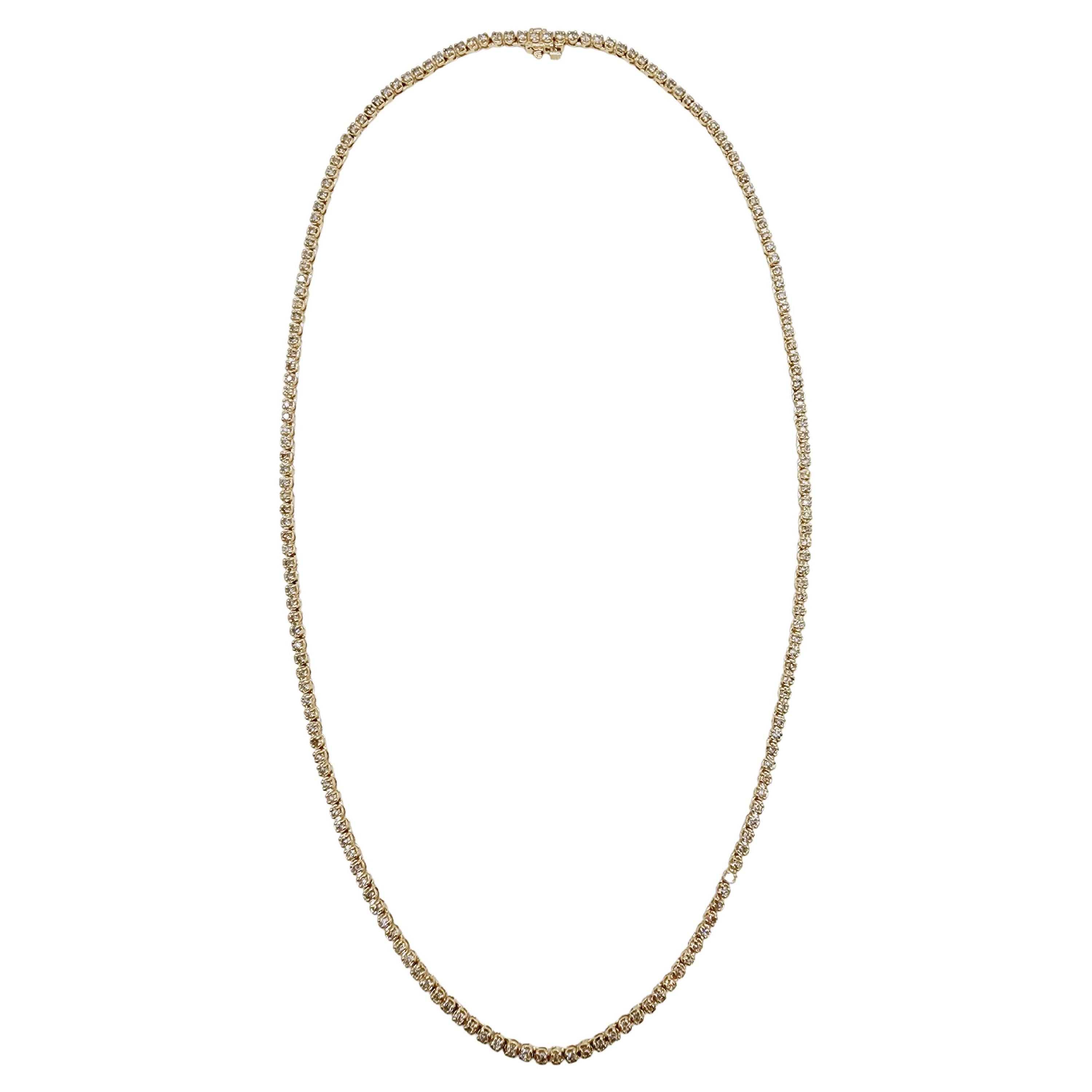 6 Carat Buttercup Round Brilliant Diamond Necklace 14 Karat Yellow Gold 20'' For Sale