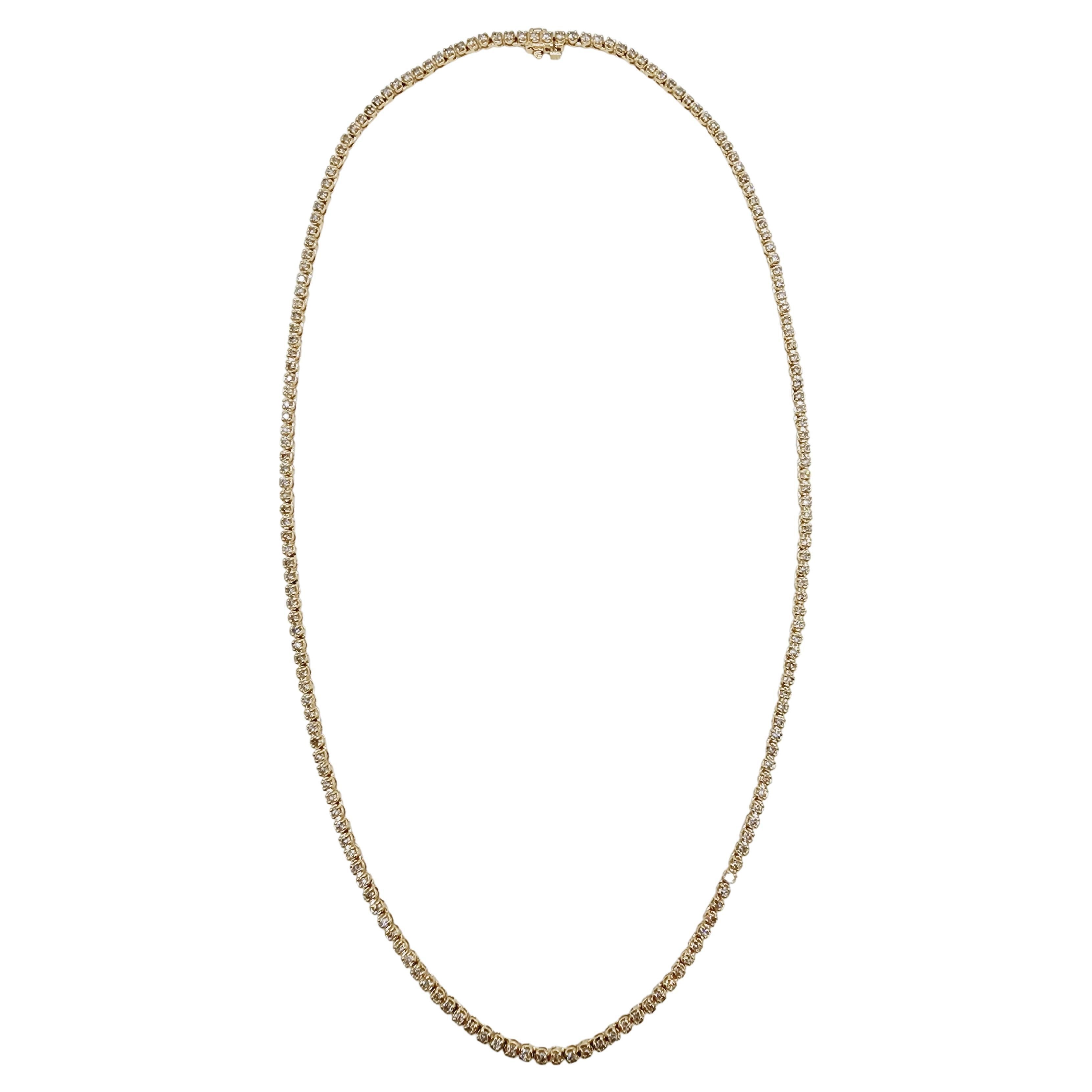 4.85 Carat Buttercup Round Brilliant Diamond Necklace 14 Karat Yellow Gold 16'' For Sale
