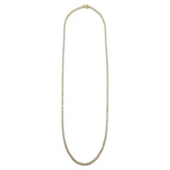 10 Carat Round Brilliant Diamond Tennis Necklace 14 Karat Yellow Gold 20''