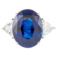 Alexander All GIA 20.33 Carat Ceylon Sapphire with Diamonds Three-Stone Ring 18k