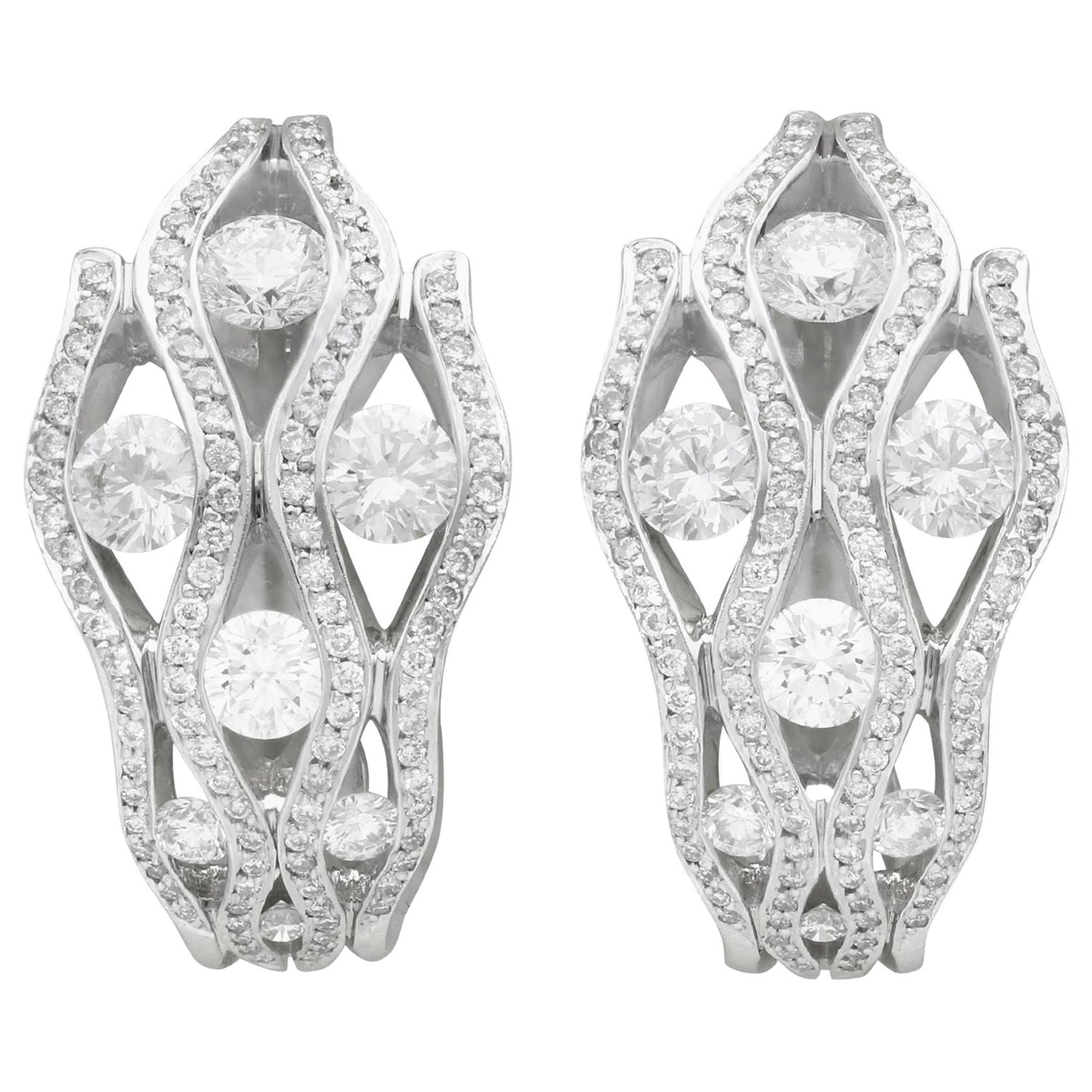 Vintage 2.94 Carat Diamond and 18K White Gold Earrings For Sale