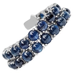 22,30 Karat blauer Saphir Tennis Riviera, 14 Kt. Weißgold-Armband