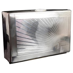 Vintage 1930's Sterling Silver Cigarette Box, Sun Ray Design