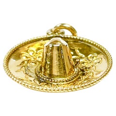 Yellow Gold Sombrero Charm Pendant