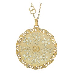 Gucci Icon Blooms 18 Karat Yellow Gold Mystic White Enamel Necklace