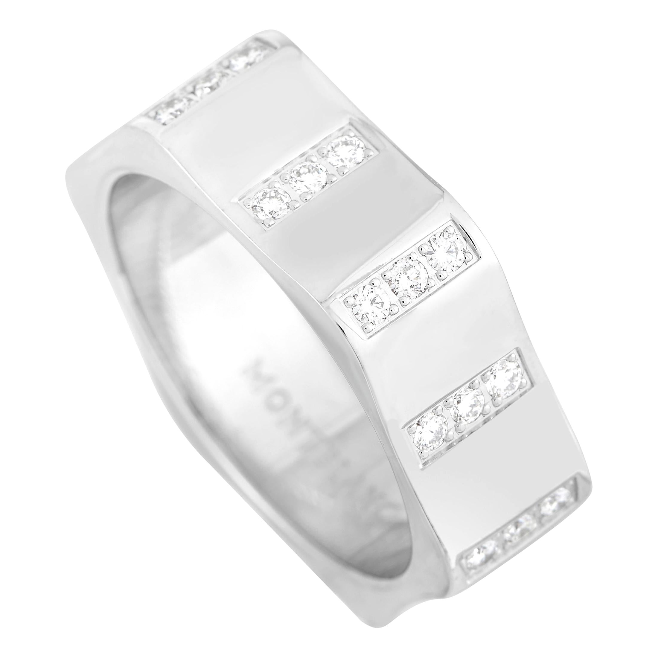 Montblanc 18K White Gold 0.60 Ct Diamond Band Ring For Sale