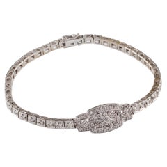 1.50 Carat Diamond Art Deco Inspired Plaque Bracelet in White Gold