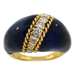 Used Van Cleef & Arpels Ring Lapis Lazuli 18k Gold Estate Jewelry