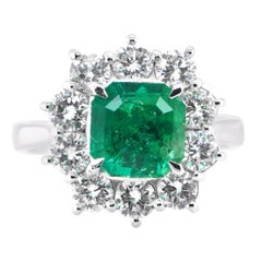 GIA Certified 2.22 Carat Natural Colombian Emerald Ring Set in Platinum