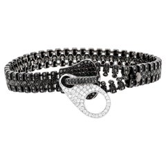 Zipper Bracelet With Black Diamonds 10.50 Carats & White Diamonds