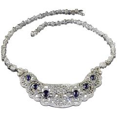 1920s Sapphire Diamond Bib Necklace