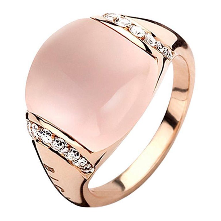 Pink Quartz Ring in 18 Carat Gold For Sale