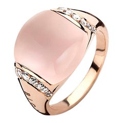 Anello di quarzo rosa in oro 18 carati