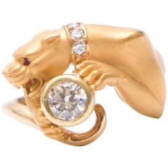 Carrera Y Carrera 18kt Gold Panther Ring Ruby Eyes & Diamond Collar Brand New