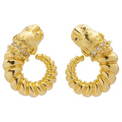 Zolotas 'Chimera' Ear-Clips in 18 Karat Gold, Rubies & Diamonds