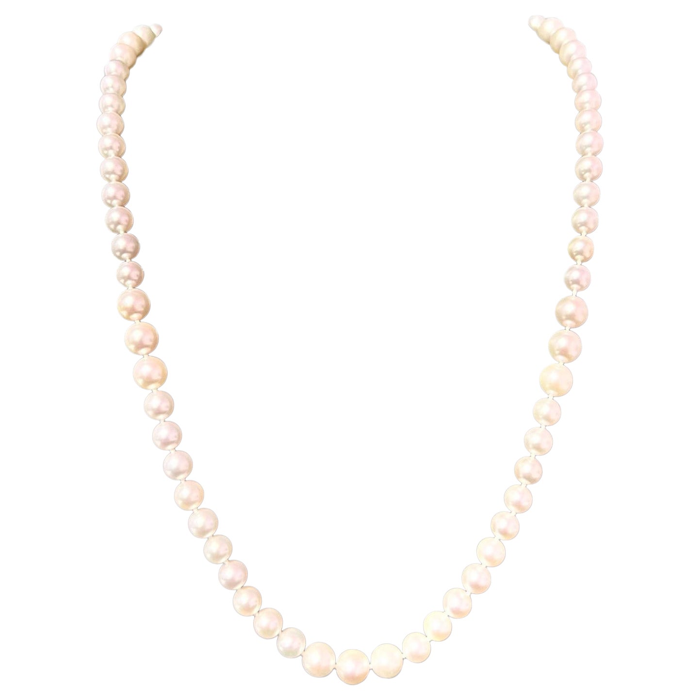 Akoya Pearl Necklace 14k White Gold 8.5 mm Certified For Sale