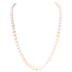 Akoya Pearl Necklace 14k White Gold 8.5 mm Certified
