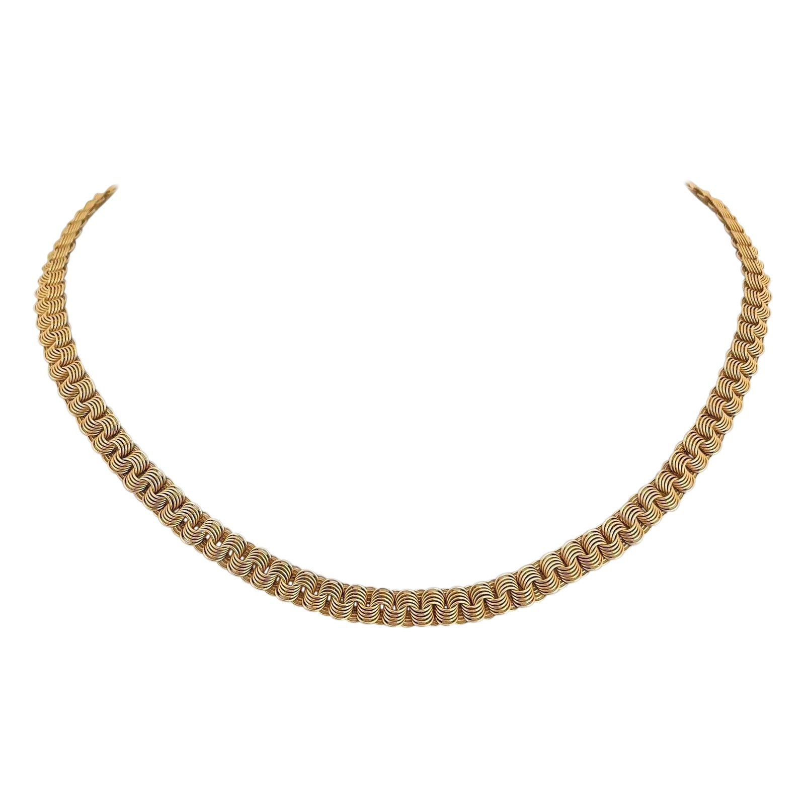 14 Karat Yellow Gold Ladies Fancy Circle Link Chain Necklace