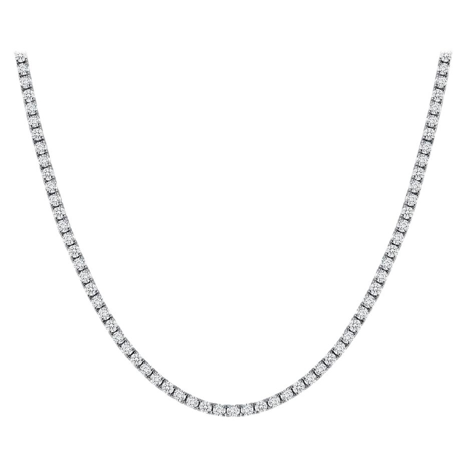 14k White Gold Tennis Necklace. 20 Carats F-G Color Vs Clarity, 18 Inches For Sale
