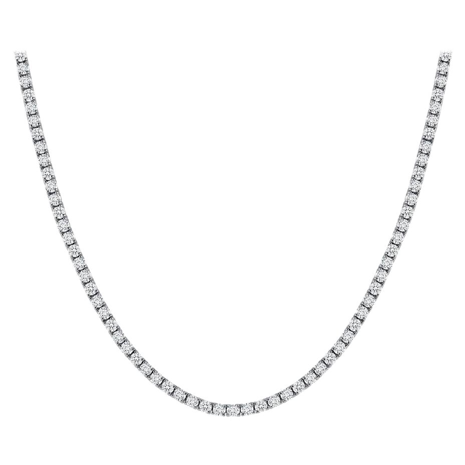 14k White Gold Tennis Necklace. 20 Carats F-G Color Vs Clarity, 22 Inches For Sale