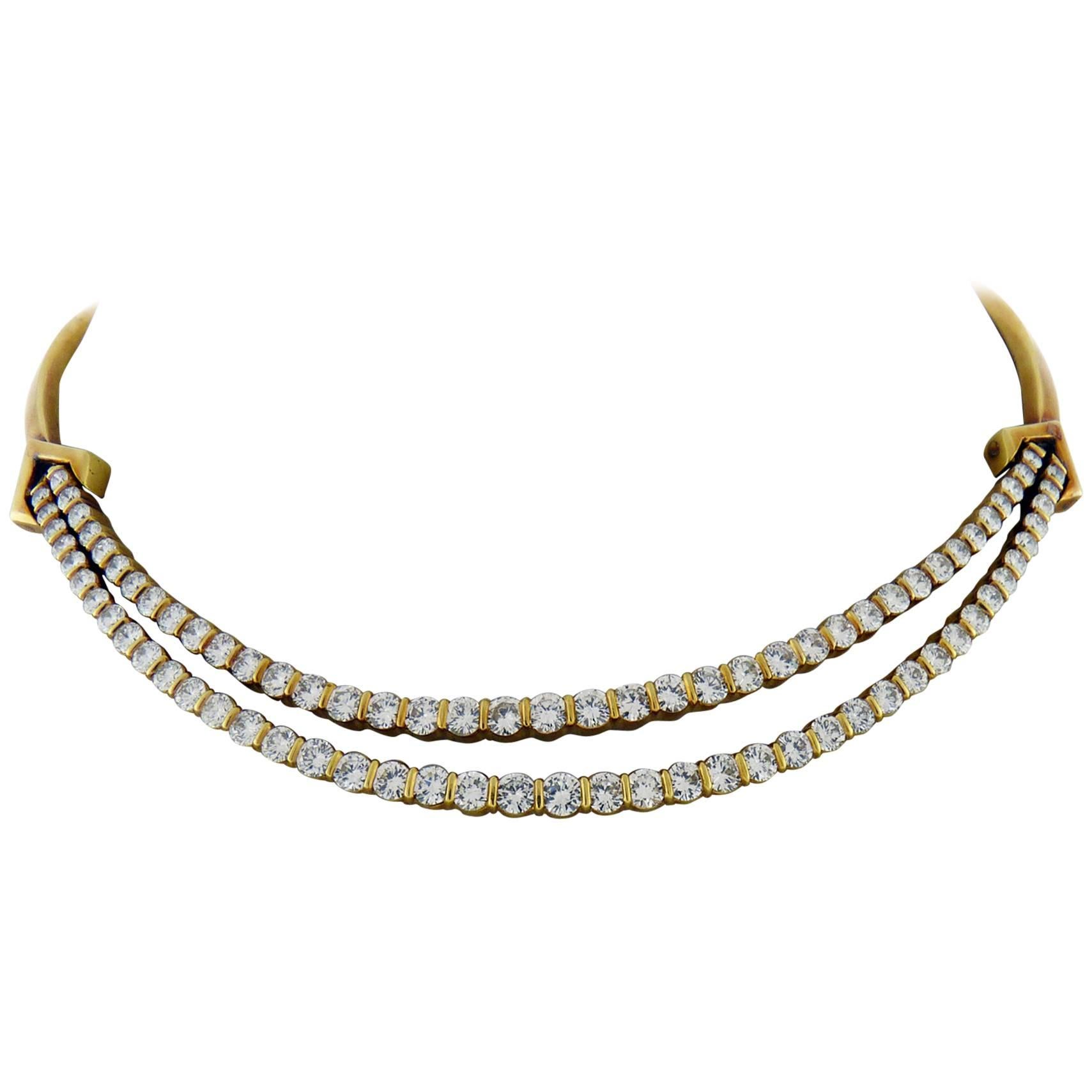 Round Diamond Gold Choker Necklace