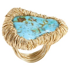Turquoise colourful Statement Ring in 14 Kt Gold Filled One-Off by the artist
