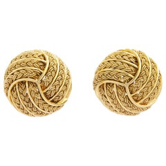 Woven Pair of 18 Karat Yellow Gold 'Vintage' Earrings