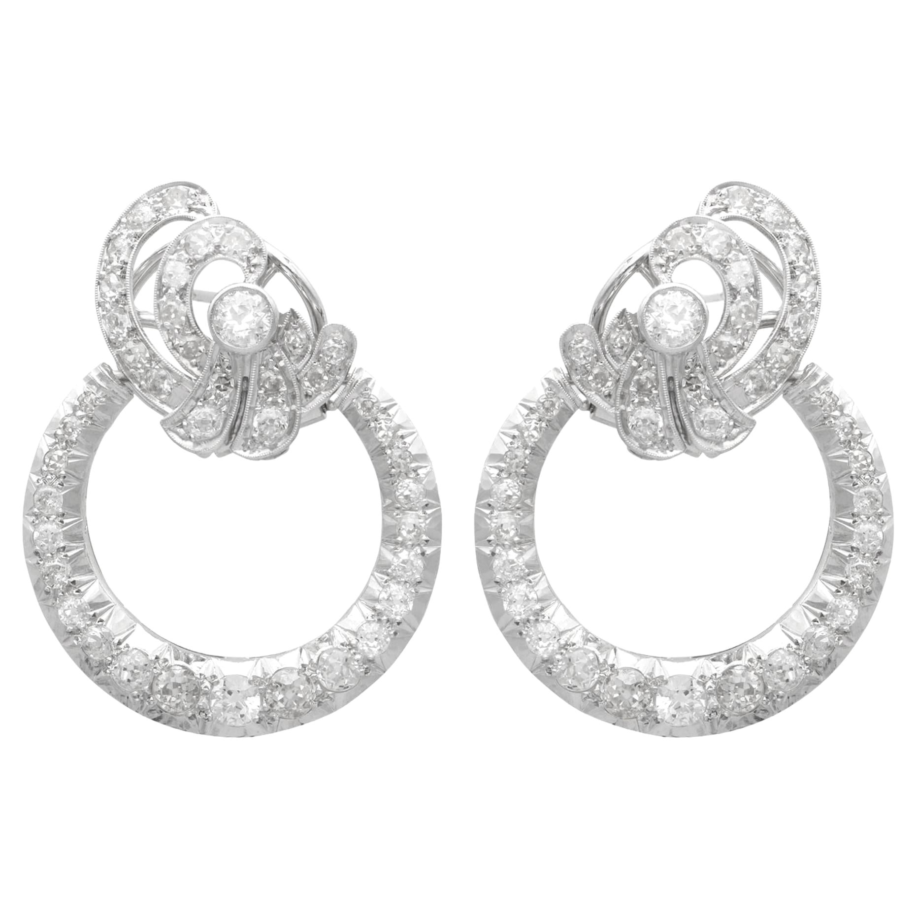 1930s Antique Diamond and Platinum Circular Earrings For Sale