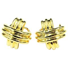 Tiffany & Co. Signature X Large Timeless Design Gold Earrings