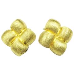 Henry Dunay Magnificent Textured Gold Clip On Earrings