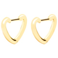 Alex Jona 18 Karat Yellow Gold Small Hoop Heart Earrings