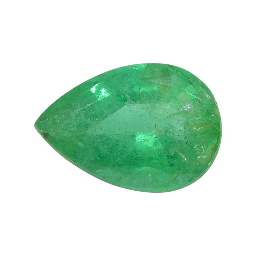 1.64 Ct Pear Emerald GIA Certified Russian For Sale