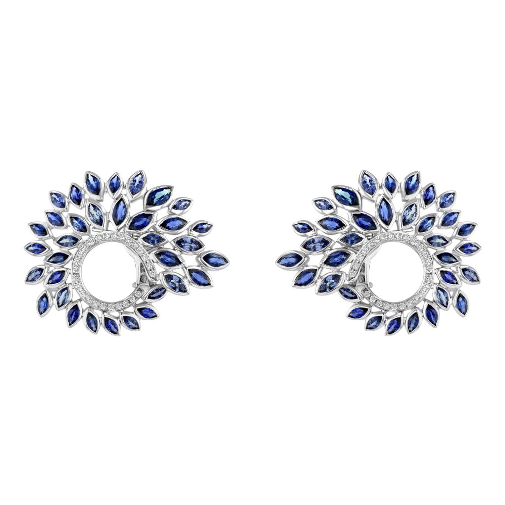 Sapphire and Diamond Earrings For Sale
