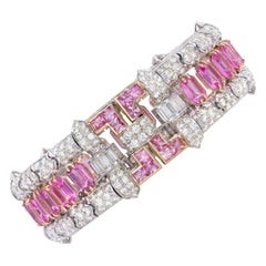 Bracelet en diamants de 9,05 carats, diamants et saphirs roses de 20,65 carats