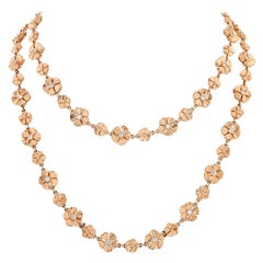 Opera Length 18k Rose Gold Flower Necklace