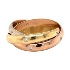 Cartier Trinity Rolling Diamond Tri-Color 18k Yellow, White and Rose Gold Ring