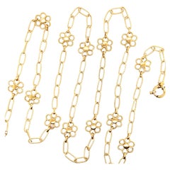 JMP Designer 18 Karat Yellow Gold Floral Link Necklace 12.9 Grams