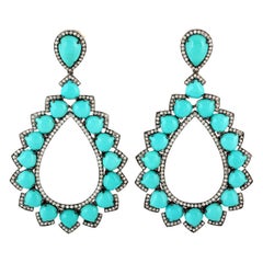 Used Turquoise Diamond Earrings 