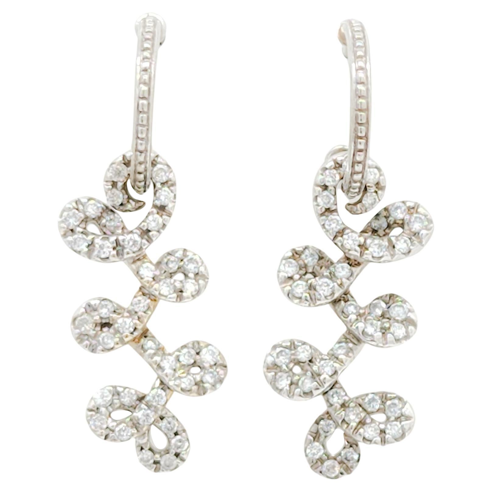 Estate H. Stern White Diamond Dangle Earrings in 18k White Gold For Sale