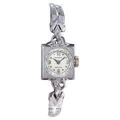 Retro Gruen White Gold Filled Art Deco Ladies Watch with Original Diamonized Crystal