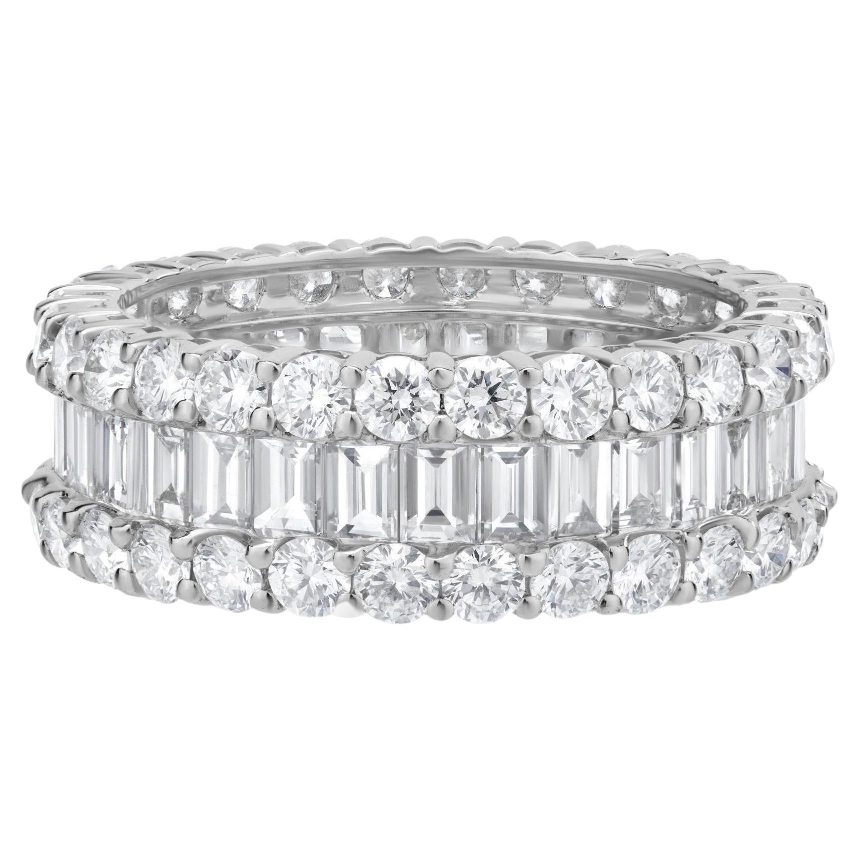 Nigaam 5.4 Carat T.W Baguette and Round Diamond Band Ring in 18k White Gold