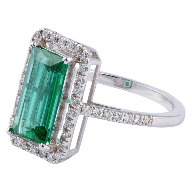 Bague émeraude Zambie Or Jaune 14 Carats - Or Massif, Pierre Naturelle - Taille Universelle