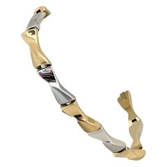 14 Karat Yellow & White Gold Ladies Two Tone Fancy Link Bracelet Italy