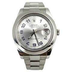 Rolex Datejust Stainless Steel Silver Arabic Dial