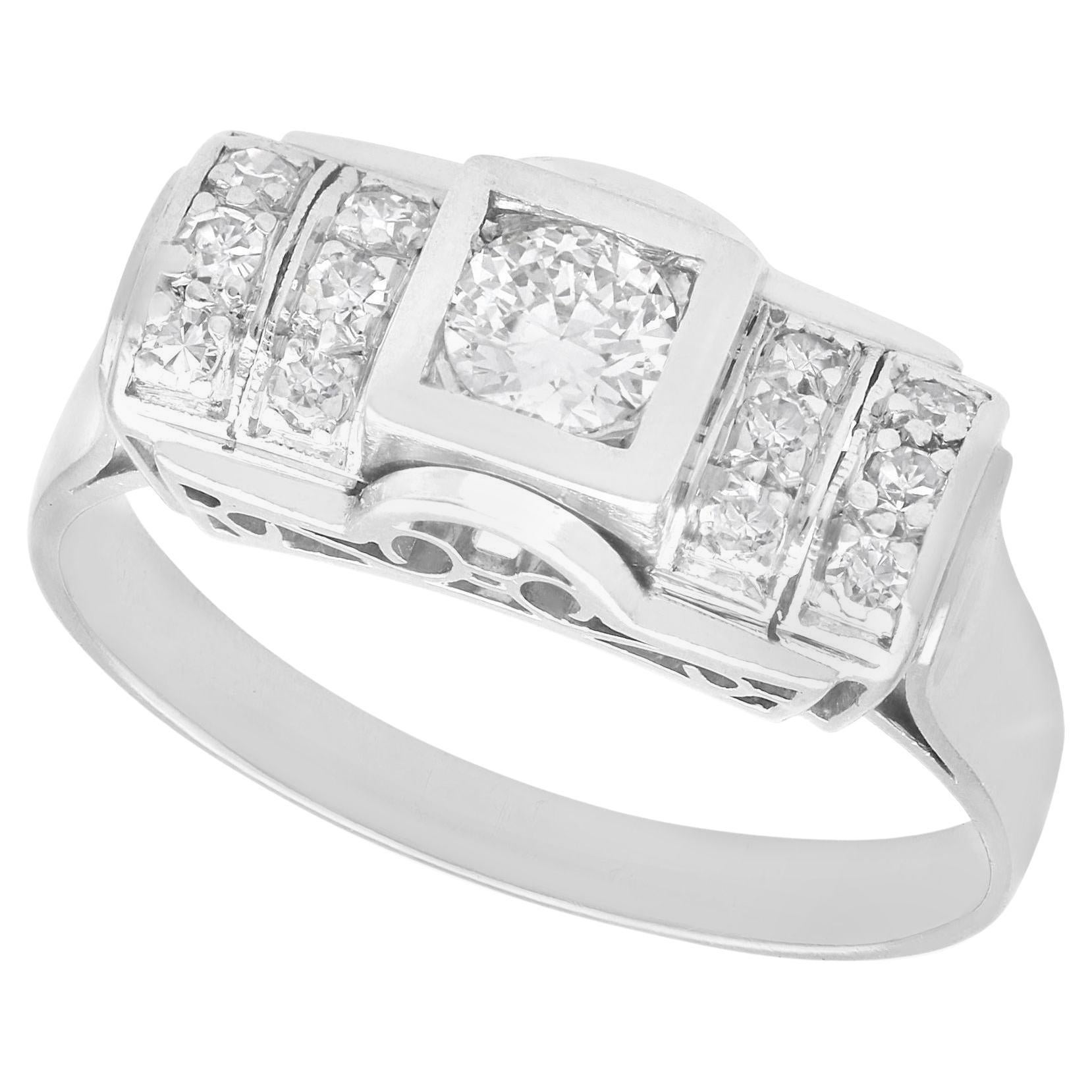 Vintage 1950s Art Deco Diamond and Platinum Ring